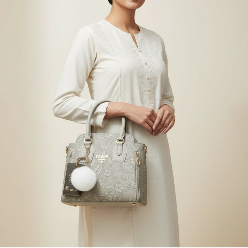 Elegant Grey Ladies Handbag