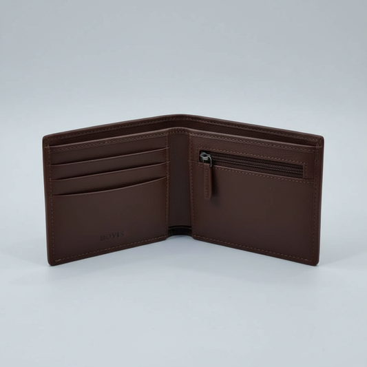 Textured Brown Leather Wallet