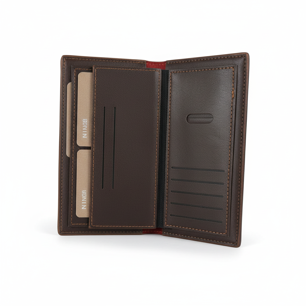 Premium Brown Men Long Wallet