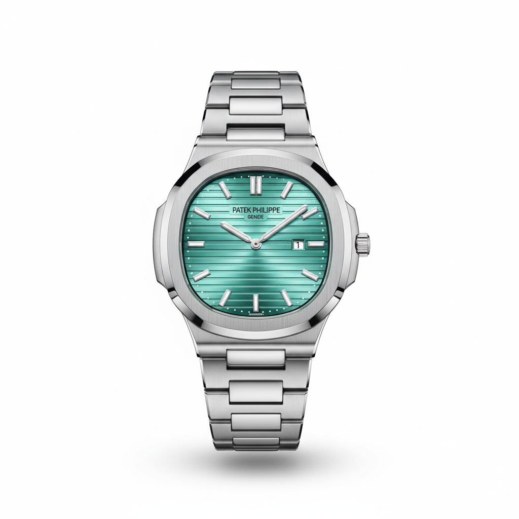 emerald green dial silver steel luxury watch for men
