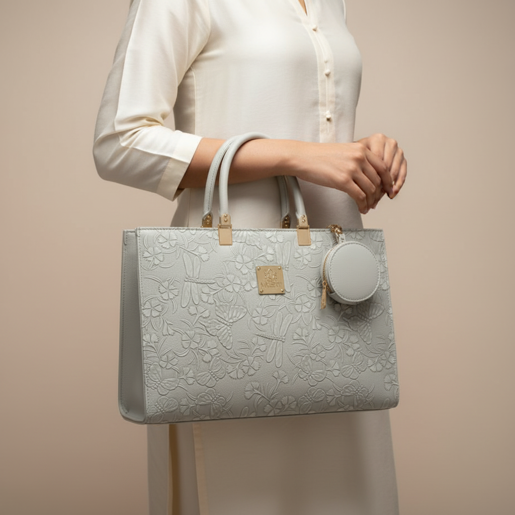 Elegant Floral Embossed Handbag
