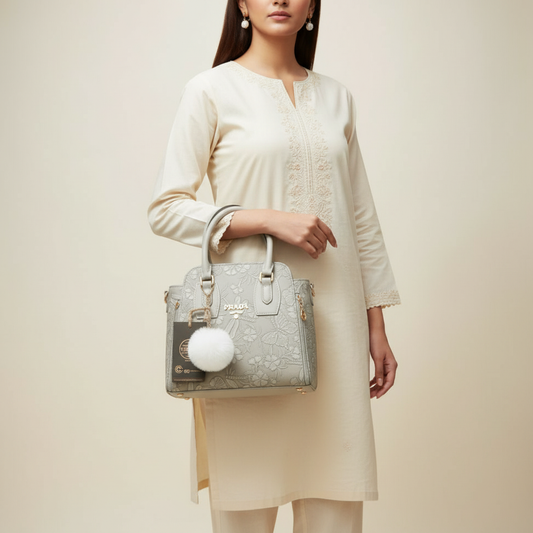 Elegant Grey Ladies Handbag