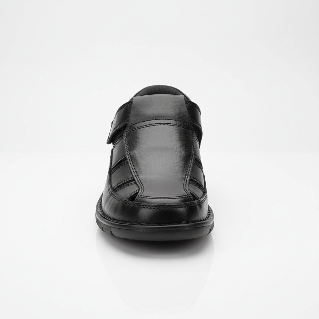 Men’s Black Premium Leather Comfort Sandals