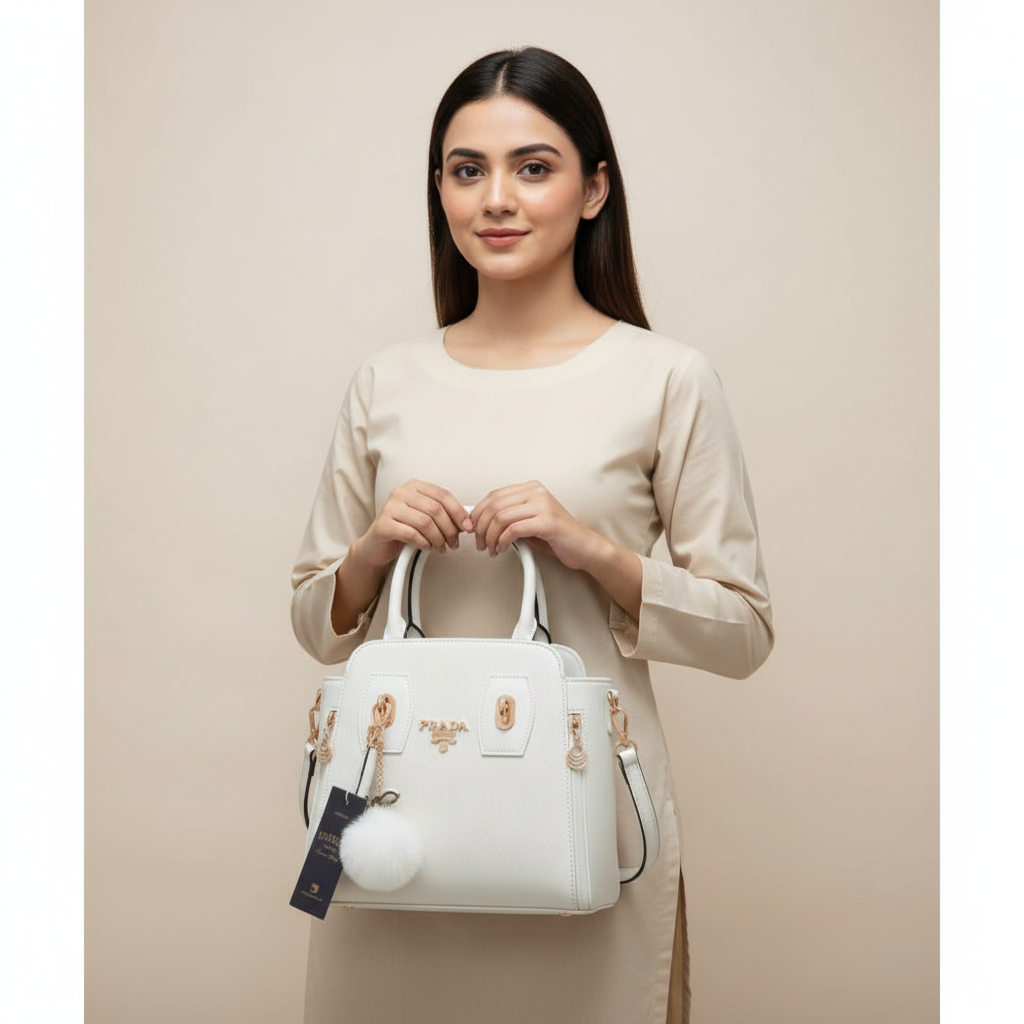 Elegant White Ladies Handbag