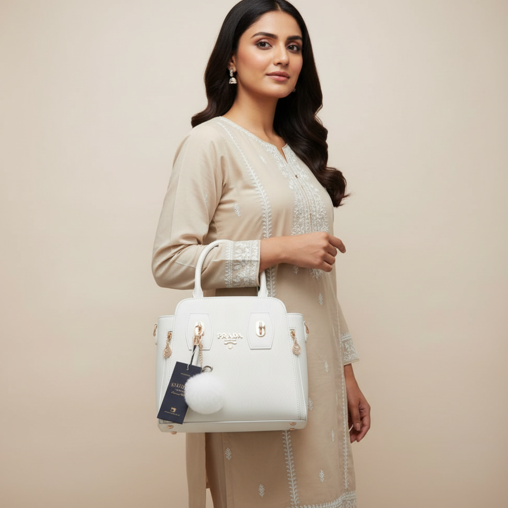 Elegant White Ladies Handbag